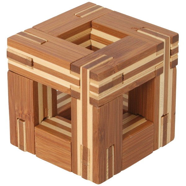 Bambus-Puzzle C - Steckwürfel - 12 Puzzleteile