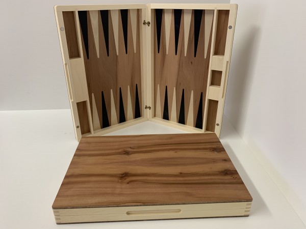 Backgammon-Koffer - Apfel mit Intarsien - 36 cm - Deutsche Handarbeit