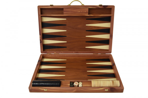 Backgammon-Koffer - Zeder mit Intarsien - 36 cm - Deutsche Handarbeit
