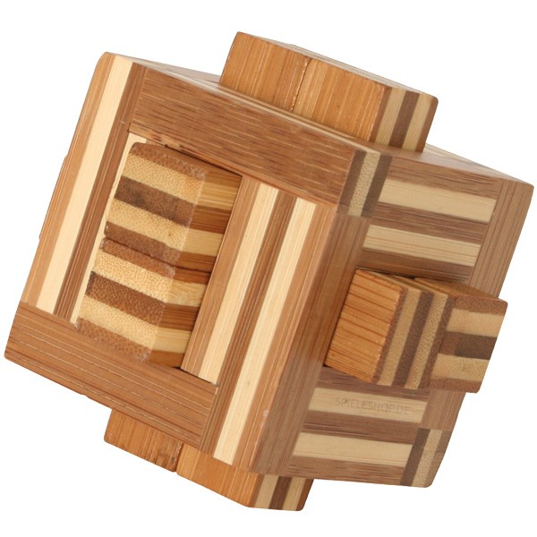 Bambus-Puzzle B - Steck-Würfel - 7 Puzzleteile